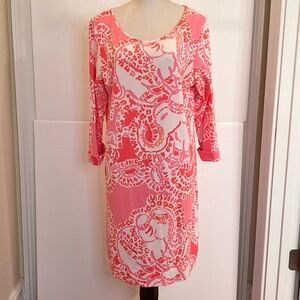 Lilly Pulitzer Marlowe Dress Size X-Large pink white Elephant print